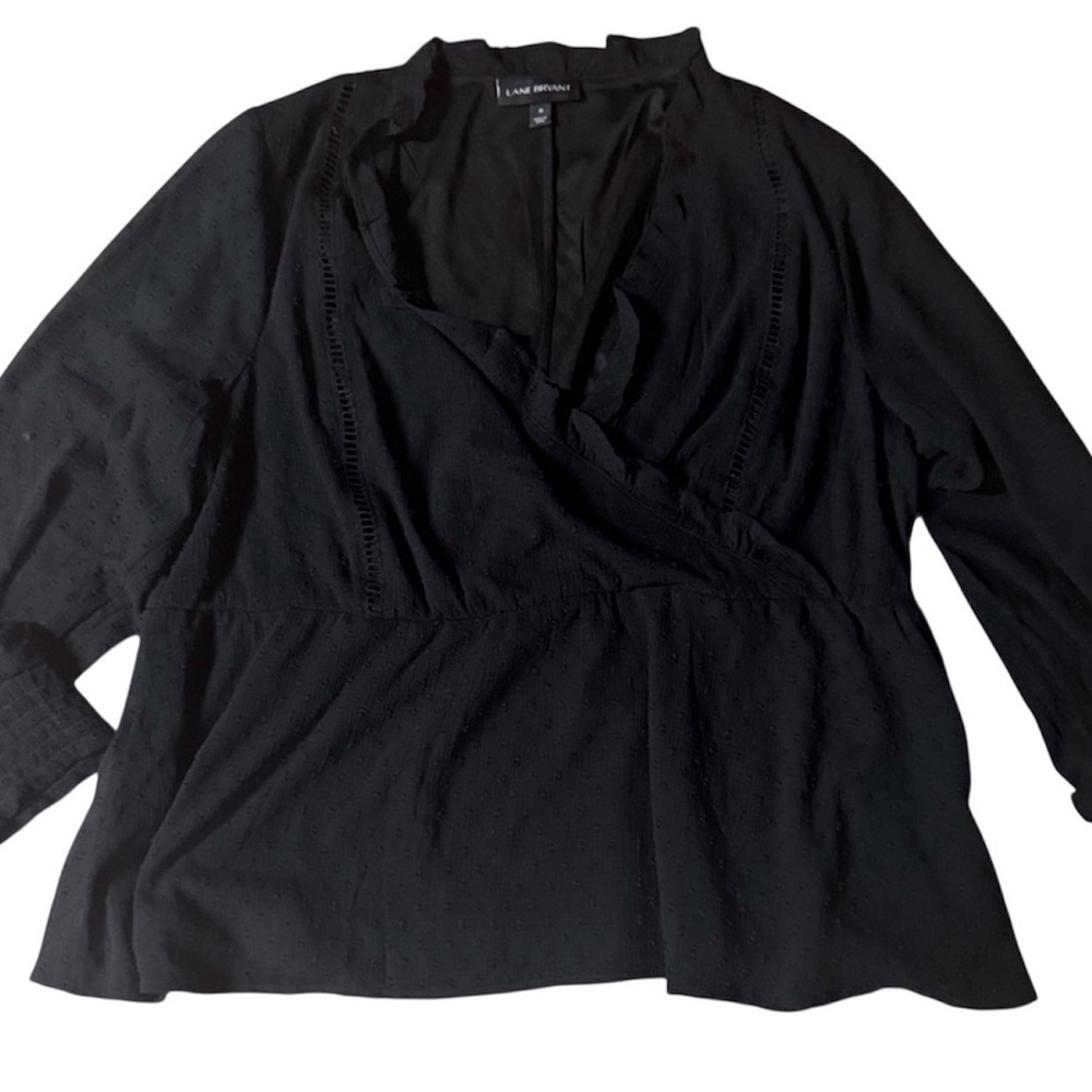 Lane Bryant Black Textured Blouse peplum boho 18